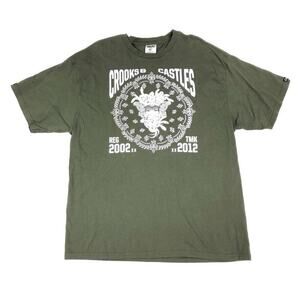 Crooks & Castles Olive Green Medusa Tee T Shirt Size XL B9